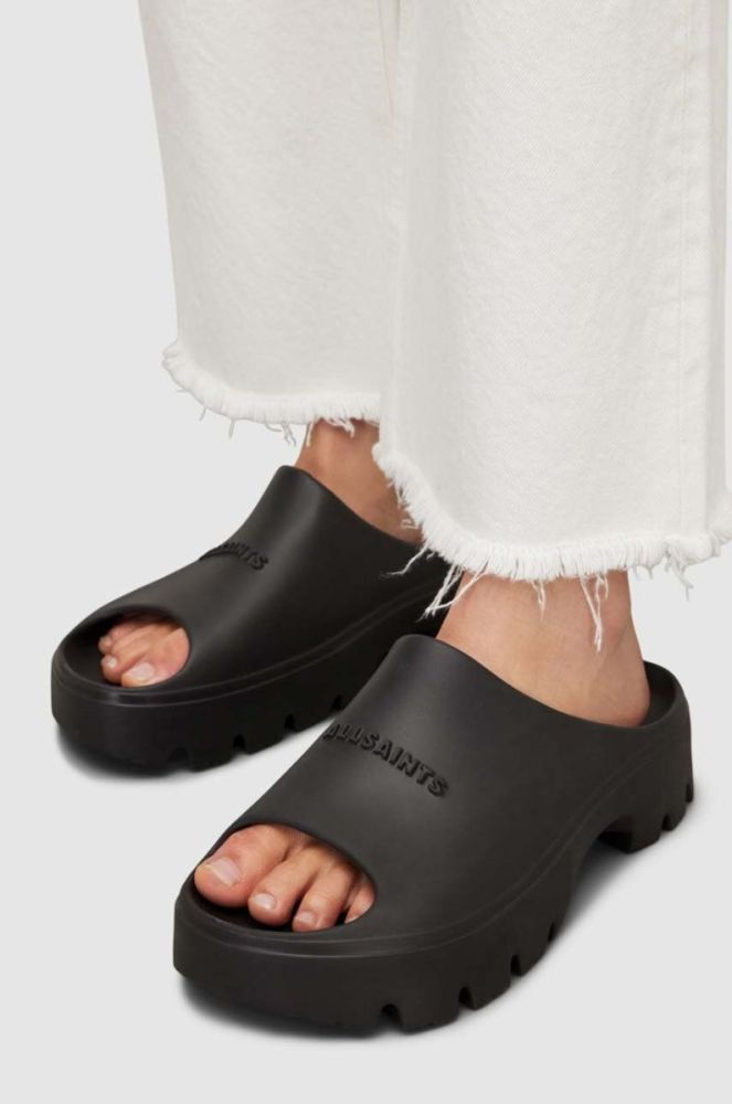Шльопанці AllSaints WF560Y жіночі колір чорний на платформі фото 7