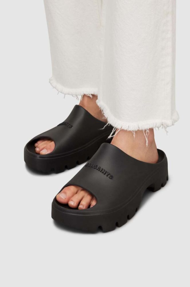 Шльопанці AllSaints WF560Y жіночі колір чорний на платформі фото 6