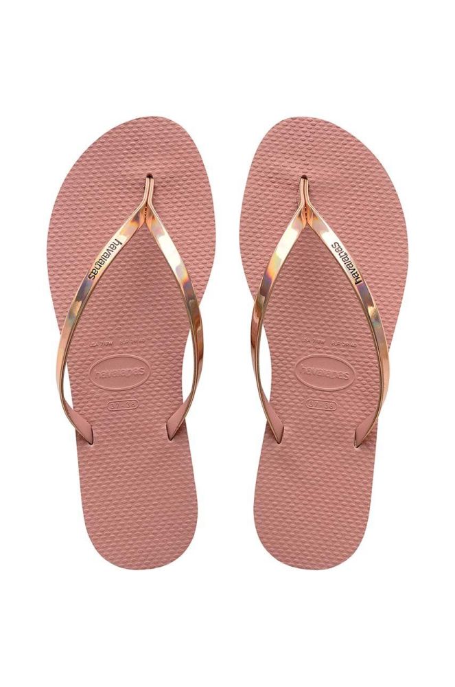 В'єтнамки Havaianas YOU METALLIC жіночі колір рожевий на плоскому ходу 4135102.3544