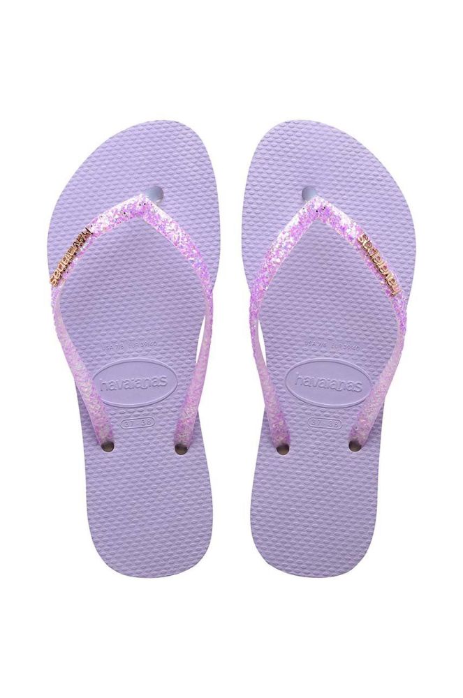 В'єтнамки Havaianas SLIM GLITTER жіночі колір фіолетовий на плоскому ходу 4147122.2297