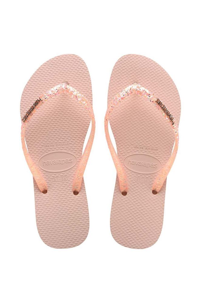 В'єтнамки Havaianas SLIM GLITTER жіночі колір рожевий на плоскому ходу 4147122.5217