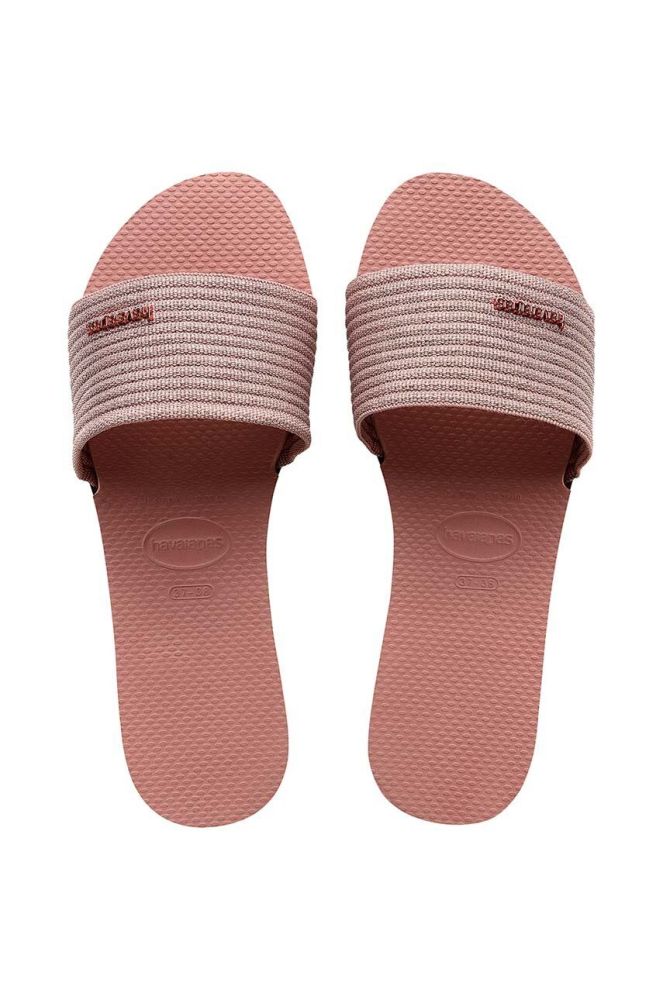 Шльопанці Havaianas YOU MALTA METALLIC жіночі колір рожевий 4147312.3544