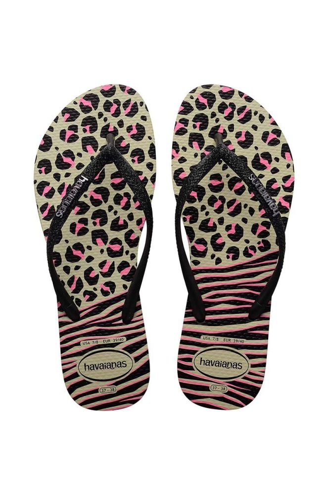 В'єтнамки Havaianas SLIM ANIMALS жіночі колір чорний на плоскому ходу 4147964.0006