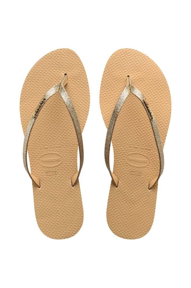 В'єтнамки Havaianas YOU GLITTER жіночі колір золотий на плоскому ходу 4148041.0570