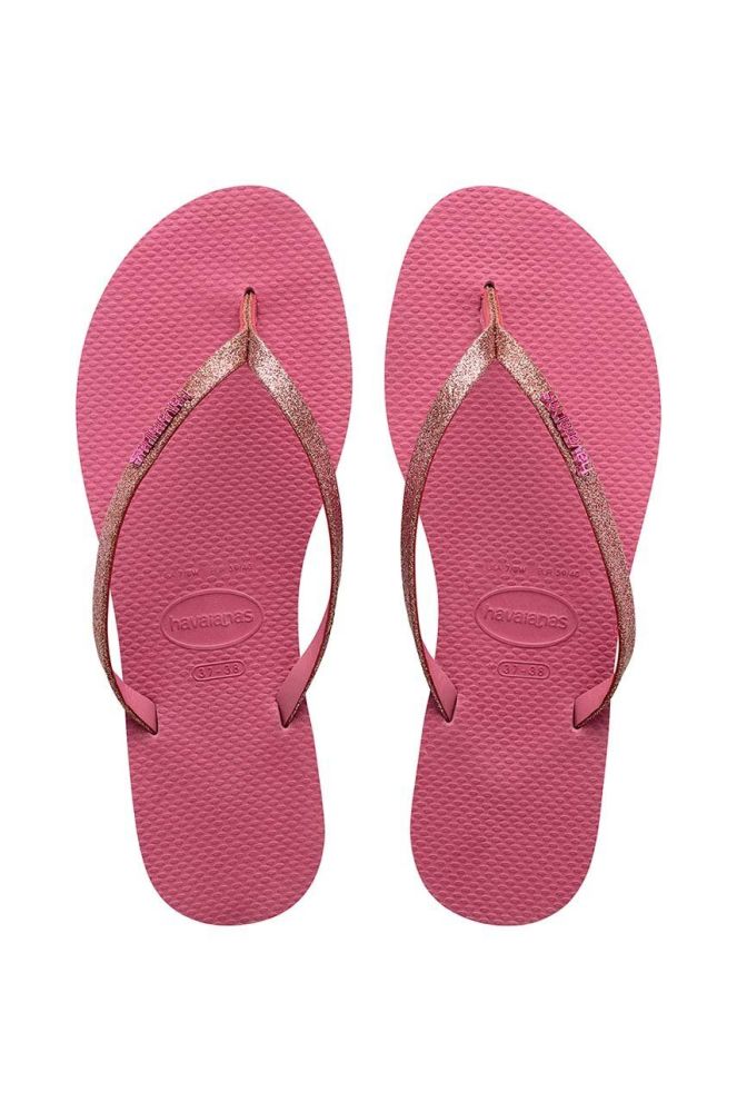 В'єтнамки Havaianas YOU GLITTER жіночі колір рожевий на плоскому ходу 4148041.1750