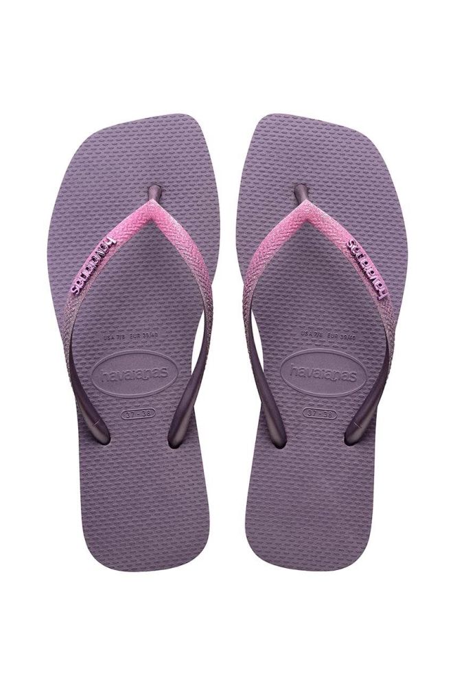 В'єтнамки Havaianas SQUARE GLITTER жіночі колір фіолетовий на плоскому ходу 4148102.1780