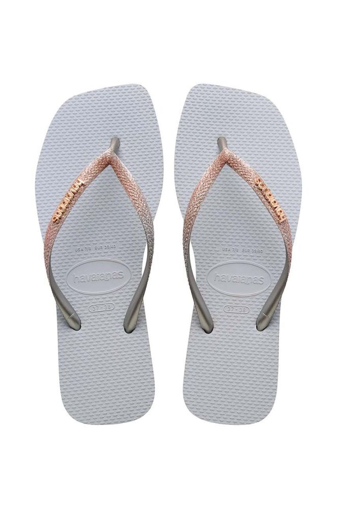 В'єтнамки Havaianas SQUARE GLITTER жіночі колір сірий на плоскому ходу 4148102.3498