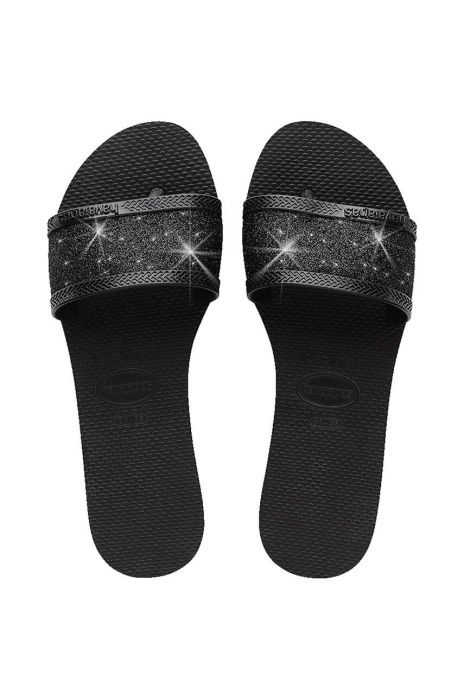 Шльопанці Havaianas YOU ANGRA GLITTER жіночі колір чорний 4148294.0090
