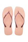 В'єтнамки Havaianas SLIM SQUARE LOGO METALLIC жіночі колір рожевий на плоскому ходу 4148257