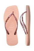 В'єтнамки Havaianas SLIM SQUARE LOGO METALLIC жіночі колір рожевий на плоскому ходу 4148257