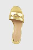 Шкіряні шльопанці Lauren Ralph Lauren ROXANNE жіночі колір золотий каблук блок 802900076001