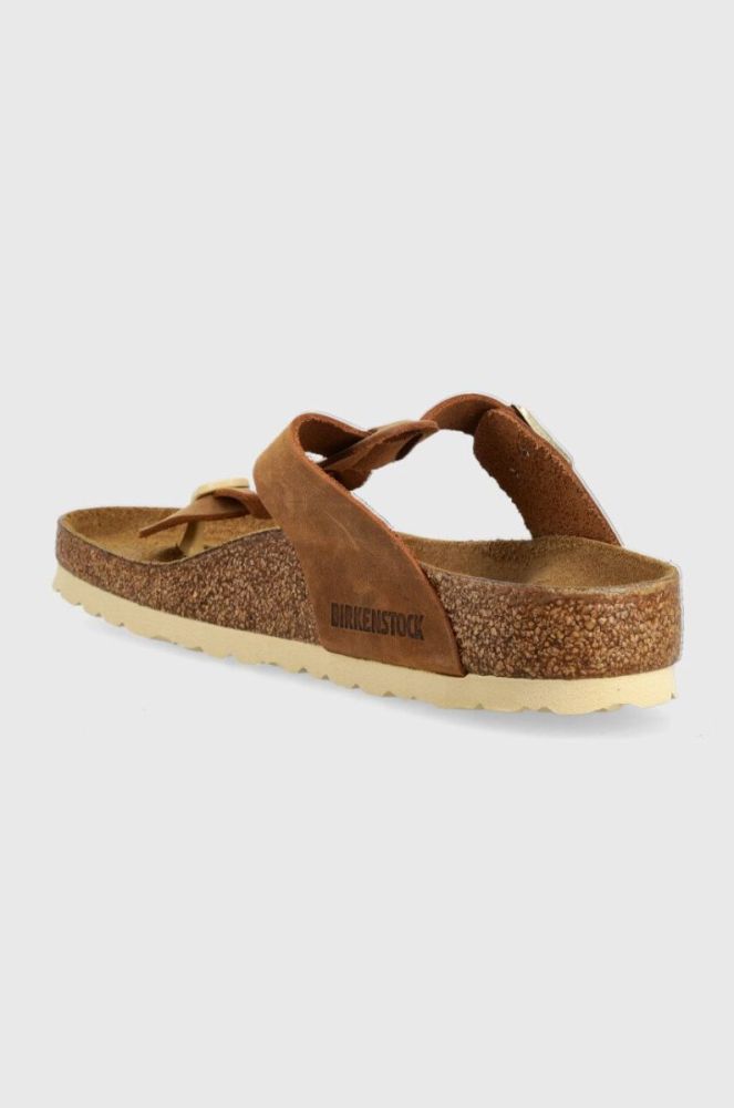 Шкіряні в'єтнамки Birkenstock Gizeh Braided жіночі колір коричневий на плоскому ходу 1021355-brown фото 3