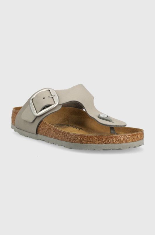 Шкіряні в'єтнамки Birkenstock Gizeh жіночі колір сірий на плоскому ходу 1022179-lgrey фото 2