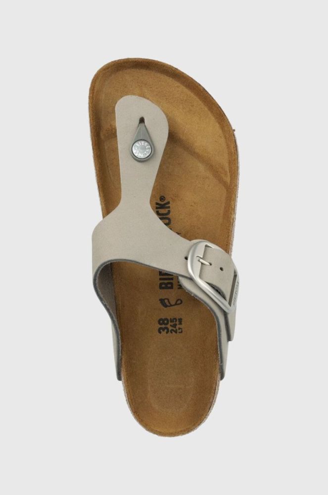 Шкіряні в'єтнамки Birkenstock Gizeh жіночі колір сірий на плоскому ходу 1022179-lgrey фото 4