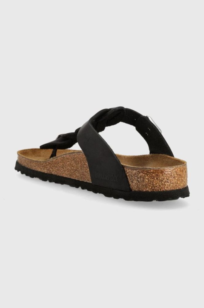 Шкіряні в'єтнамки Birkenstock жіночі колір чорний на плоскому ходу 1021349-black фото 3
