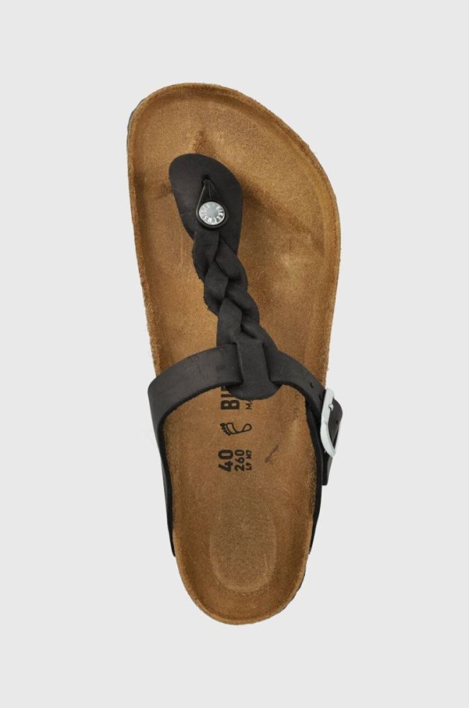 Шкіряні в'єтнамки Birkenstock жіночі колір чорний на плоскому ходу 1021349-black фото 4