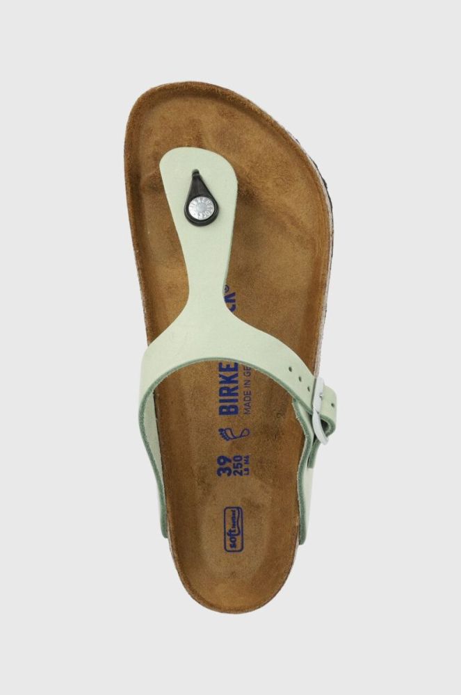 Замшеві в'єтнамки Birkenstock Gizeh SFB жіночі колір зелений на плоскому ходу 1023973-pgreen фото 4