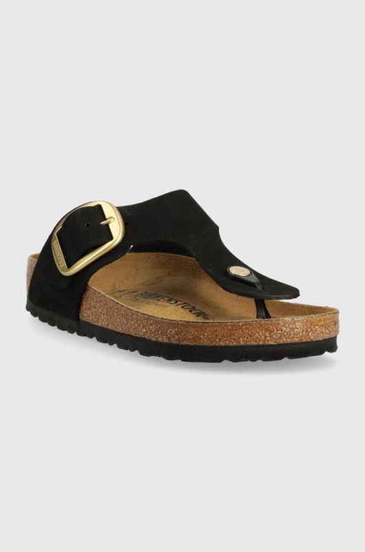 Замшеві в'єтнамки Birkenstock Gizeh Big Buckle жіночі колір чорний на плоскому ходу 1024019-black фото 2