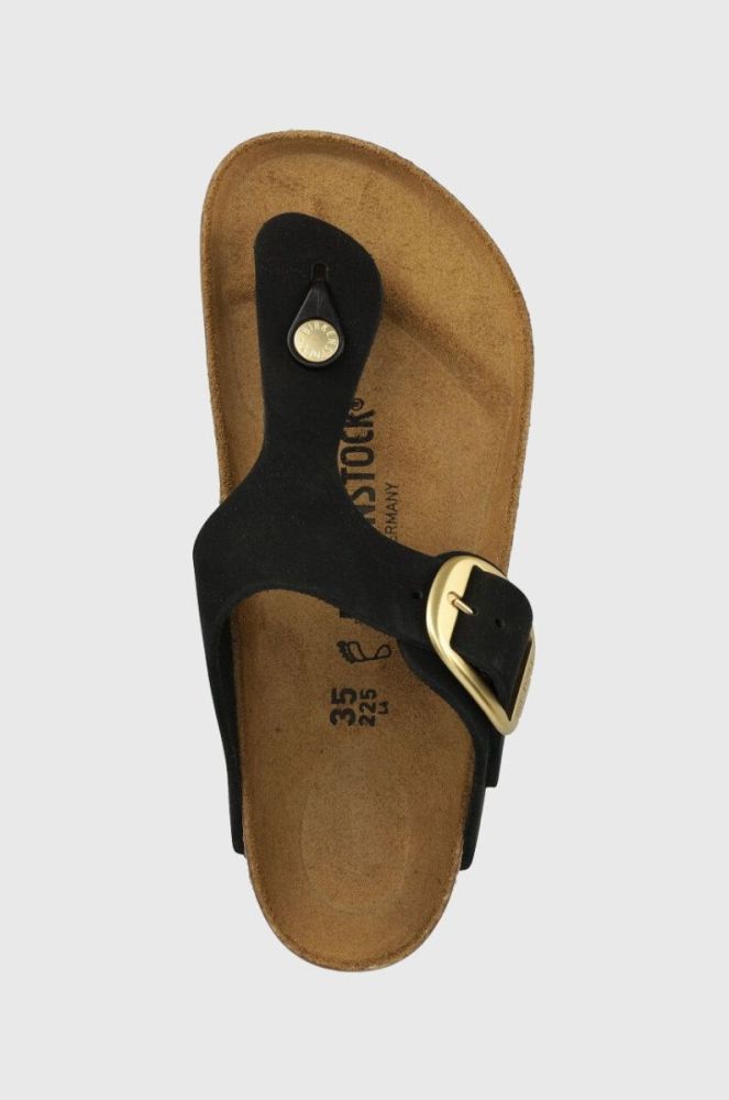 Замшеві в'єтнамки Birkenstock Gizeh Big Buckle жіночі колір чорний на плоскому ходу 1024019-black фото 4