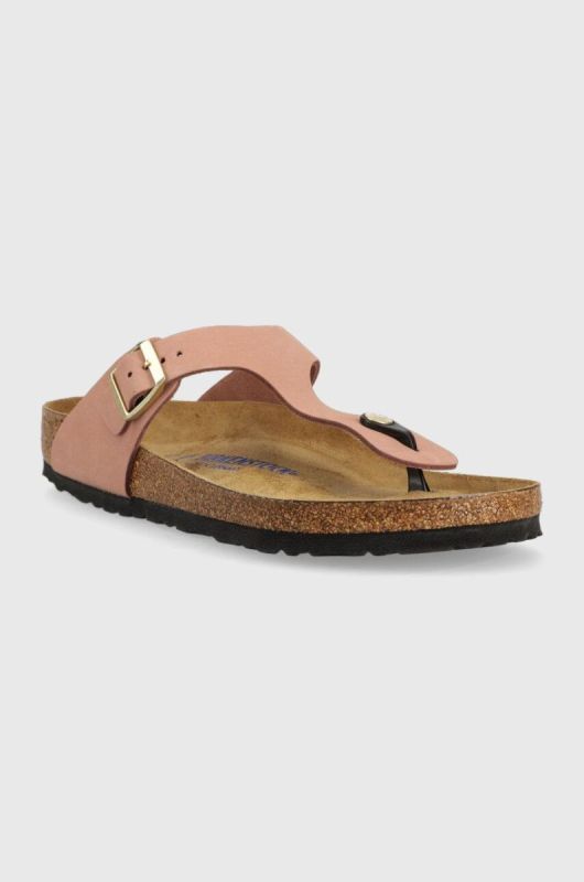 Замшеві в'єтнамки Birkenstock жіночі колір рожевий на плоскому ходу 1024024-lpink фото 2
