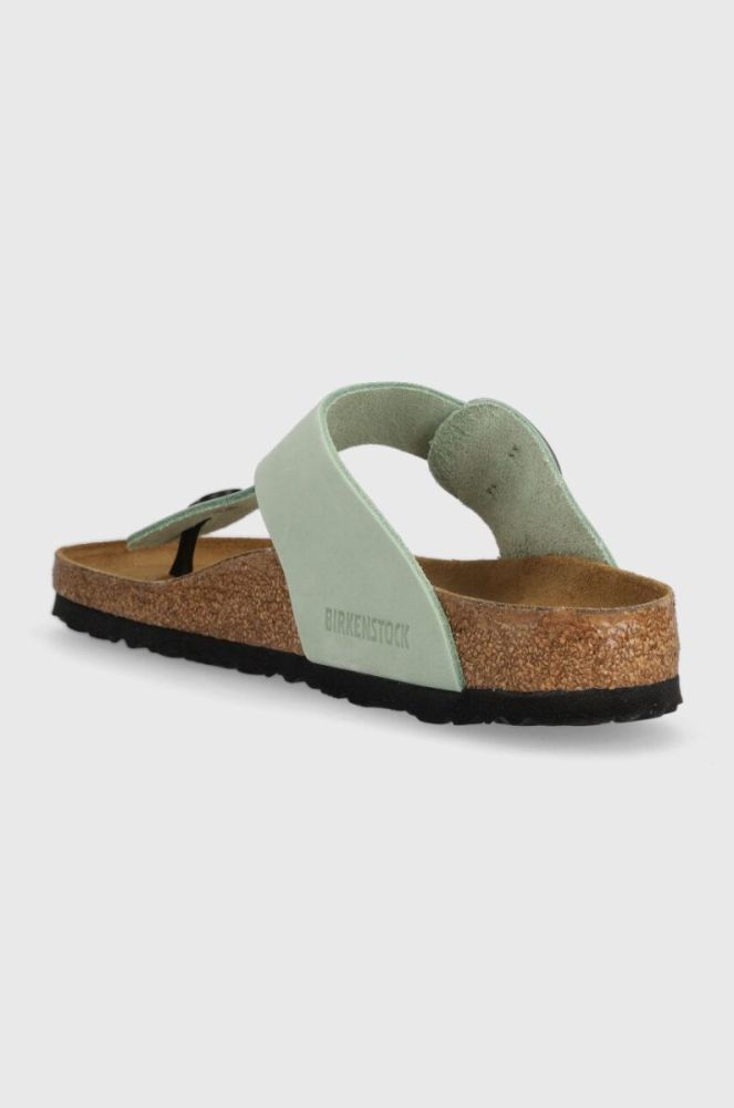 Замшеві в'єтнамки Birkenstock жіночі колір зелений на плоскому ходу 1024046-pgreen фото 3