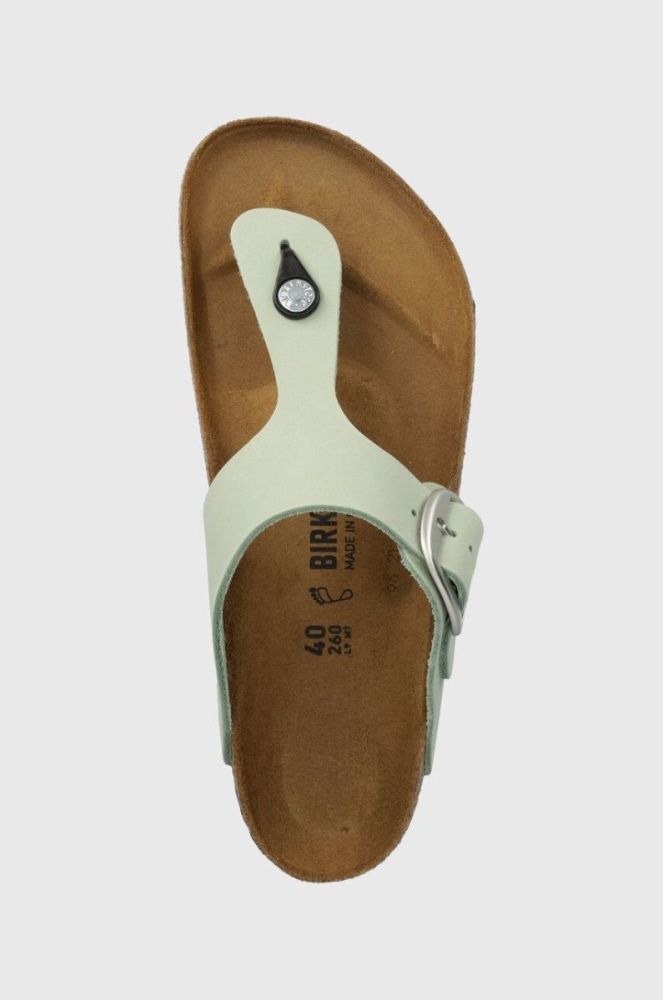 Замшеві в'єтнамки Birkenstock жіночі колір зелений на плоскому ходу 1024046-pgreen фото 4