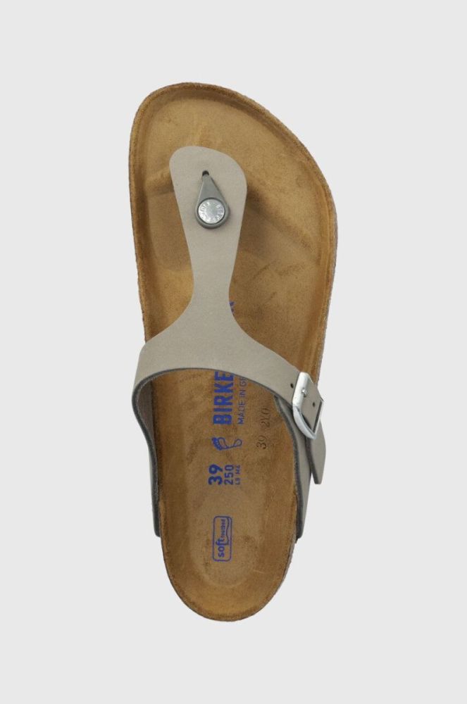 Замшеві в'єтнамки Birkenstock жіночі колір сірий на плоскому ходу 1024127-lgrey фото 4