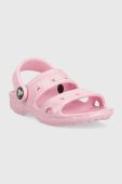 Дитячі шльопанці Crocs CROCS CLASSIC GLITTER SANDAL колір рожевий