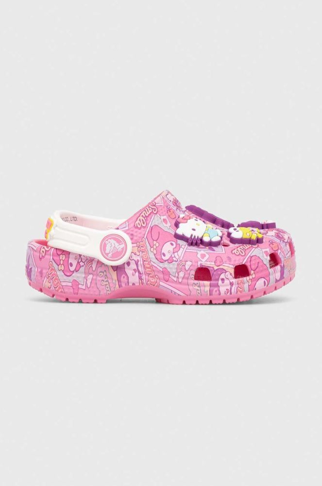 Дитячі шльопанці Crocs CROCS CLASSIC HELLO KITTY CLOG колір рожевий