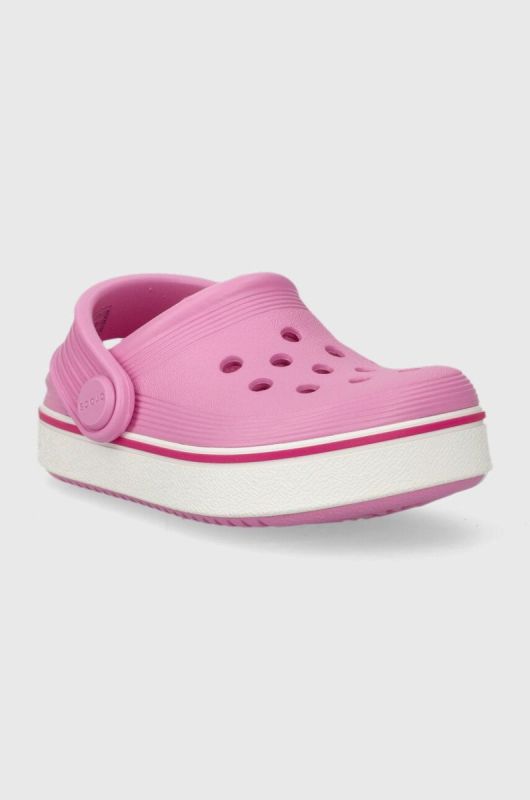 Дитячі шльопанці Crocs CROCBAND CLEAN CLOG колір рожевий фото 2