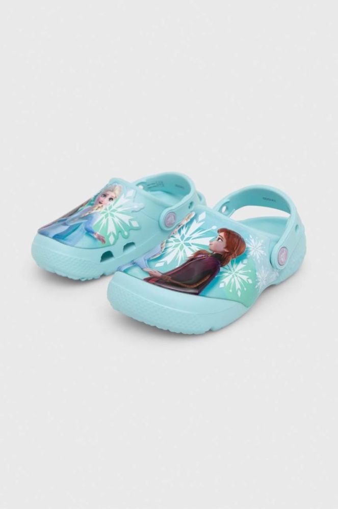 Дитячі шльопанці Crocs FL FROZEN II колір блакитний фото 2