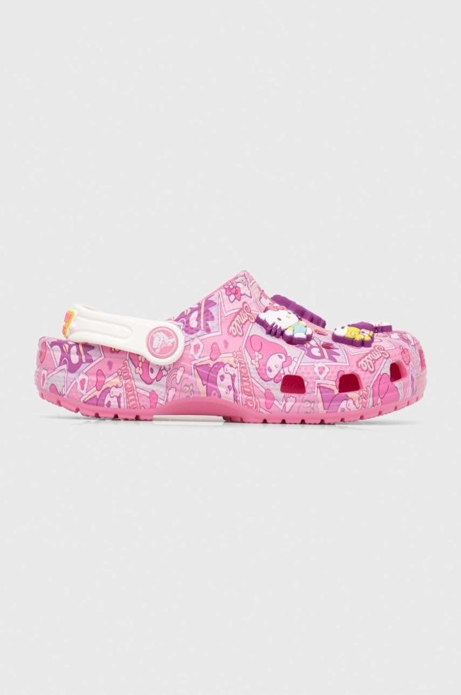 Дитячі шльопанці Crocs CLASSIC HELLO KITTY колір рожевий