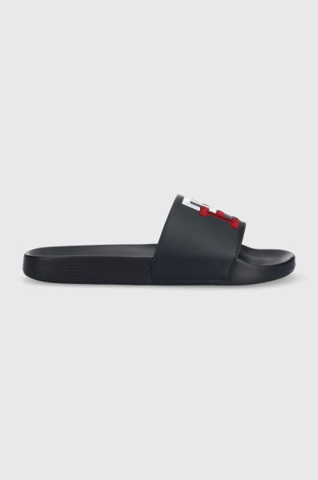 Шльопанці Tommy Hilfiger TH RAISED EMBROIDERY POOL SLIDE чоловічі колір синій