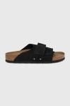 Замшеві шльопанці Birkenstock KYOTO чоловічі колір чорний 1020388 Замшеві шльопанці Birkenstock KYOTO чоловічі колір чорний 1020388