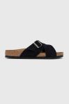 Замшеві шльопанці Birkenstock LUGANO SFB чоловічі колір чорний 1020935 Замшеві шльопанці Birkenstock LUGANO SFB чоловічі колір чорний 1020935