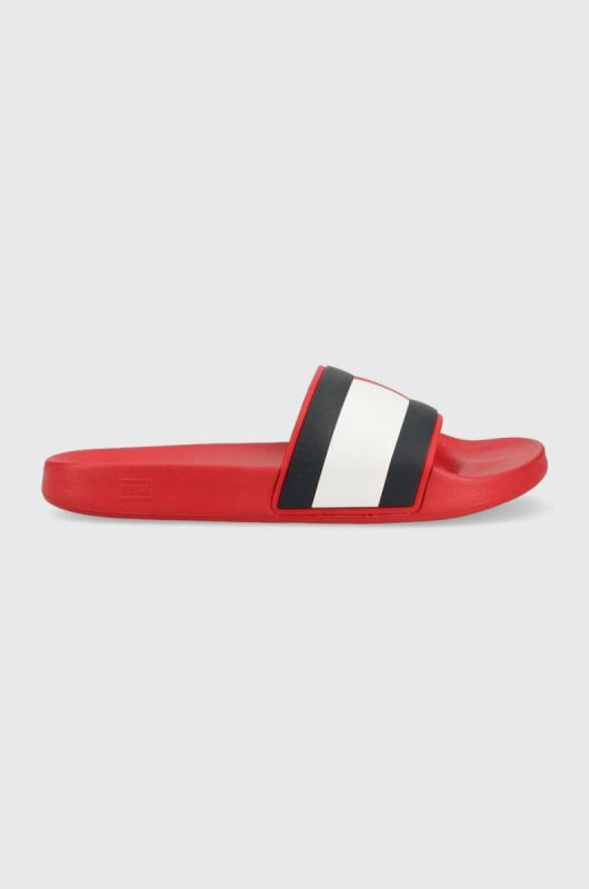 Шльопанці Tommy Hilfiger RUBBER TH FLAG POOL SLIDE чоловічі колір червоний FM0FM04263