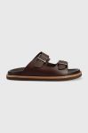 Шкіряні шльопанці Guess SAPATA чоловічі колір коричневий FM6SAP LEA03 Шкіряні шльопанці Guess SAPATA чоловічі колір коричневий FM6SAP LEA03