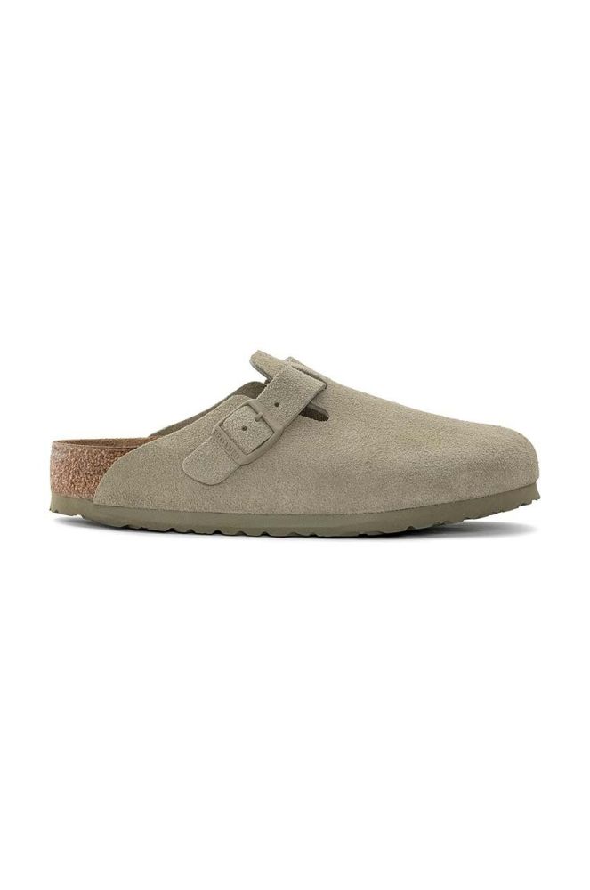 Замшеві шльопанці Birkenstock 1025788 чоловічі колір зелений Boston 1025788-Khaki