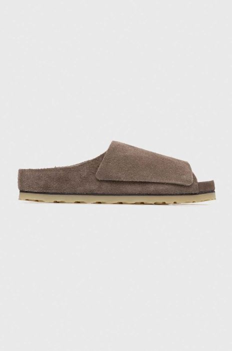 Замшеві шльопанці Birkenstock x Fear Of God чоловічі колір сірий 1024729-dgrey Замшеві шльопанці Birkenstock x Fear Of God чоловічі колір сірий 1024729-dgrey