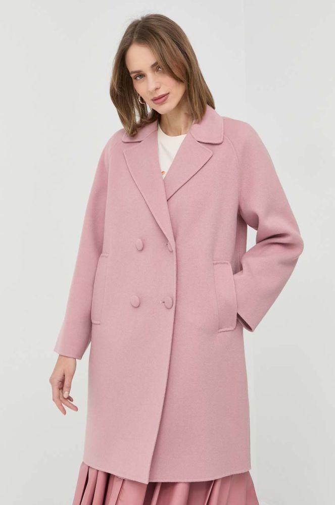 Вовняне пальто Weekend Max Mara колір рожевий перехідний oversize