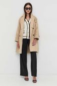 Пальто з домішкою кашеміру Weekend Max Mara колір бежевий перехідний двобортний