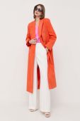 Пальто Notes du Nord жіночий колір помаранчевий перехідний двобортний
