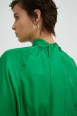 Шовкова сукня Samsoe Samsoe колір зелений mini розкльошена