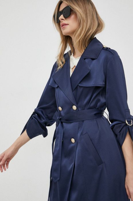 Пальто Guess жіночий колір синій перехідний двобортний