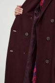 Вовняне пальто Gestuz колір бордовий перехідний двобортний