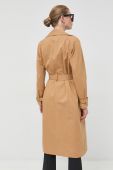 Бавовняне пальто Elisabetta Franchi колір бежевий перехідний двобортний