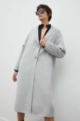 Вовняне пальто American Vintage колір сірий перехідний oversize (2965233)