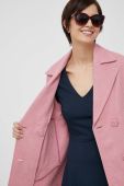 Пальто з домішкою вовни Sisley Колір рожевий перехідний двобортний колір рожевий