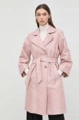 Пальто Pinko жіночий колір рожевий перехідний двобортний
