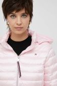 Пухова куртка Tommy Hilfiger жіноча колір рожевий перехідна